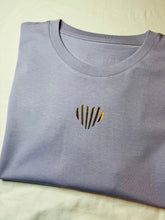 Load image into Gallery viewer, Organic Unisex T-Shirt - Lavender with Silver Heart - Size S &amp; M