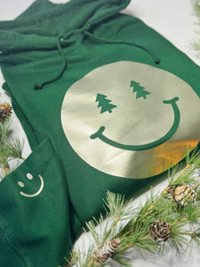 Christmas Smiley Hoodie/Sweatshirt - Green - Unisex Fit