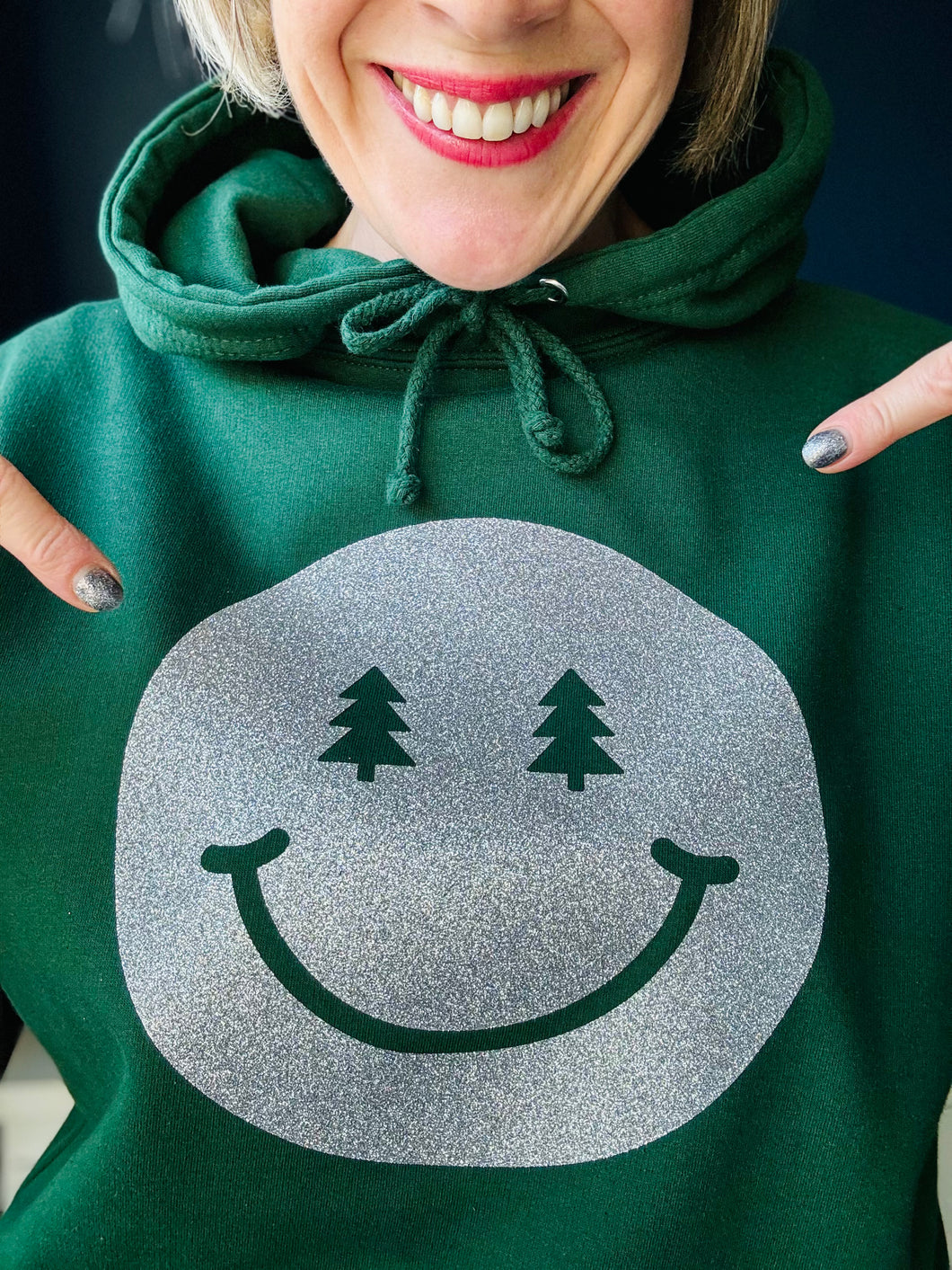 Christmas Smiley Hoodie/Sweatshirt - Green - Unisex Fit