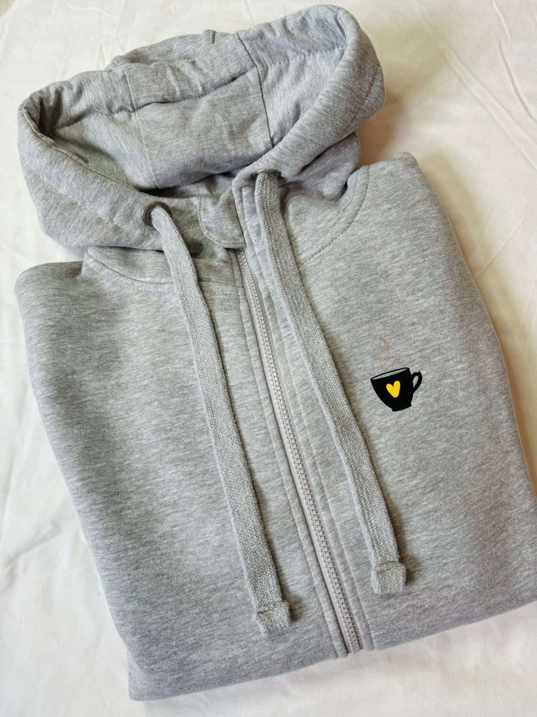 Zip Up Hoodie - Grey - Cup of Love - Size S