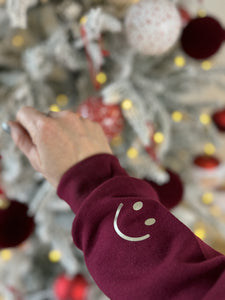 Christmas Smiley Hoodie/Sweatshirt - Burgundy - Unisex Fit