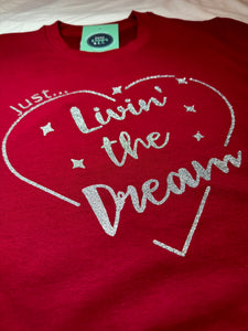 Kids Sweatshirt - 'Just... livin' the dream' - Red - Age 9/11 years