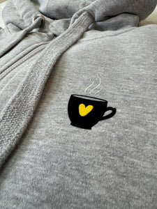 Zip Up Hoodie - Grey - Cup of Love - Size S