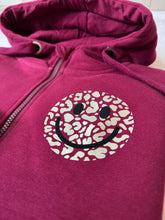 Load image into Gallery viewer, Zip Up Hoodie - Burgundy - Smiley - Size XS