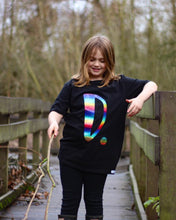 Load image into Gallery viewer, Letter/Number Tee - BLACK - Kids organic Tee
