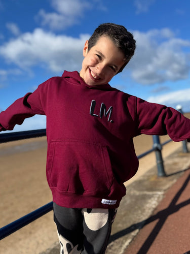 NEW - BURGUNDY Kids Hoodie. Personalised.