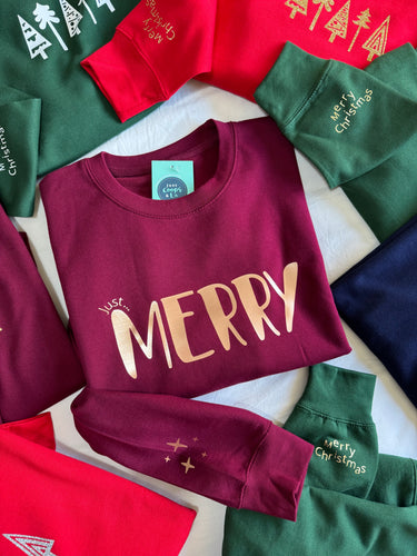 Christmas 'Just... Merry' Sweatshirt - Unisex Fit - Various Colours