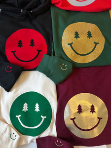 Christmas Smiley Hoodie/Sweatshirt - Green - Unisex Fit