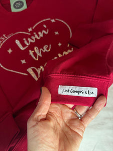 Kids Sweatshirt - 'Just... livin' the dream' - Red - Age 9/11 years