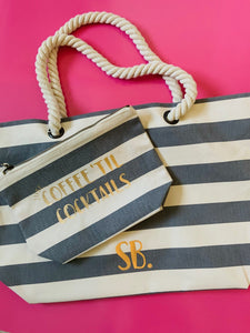 Beach Bag - Just... Coffee 'til cocktails with personalisation