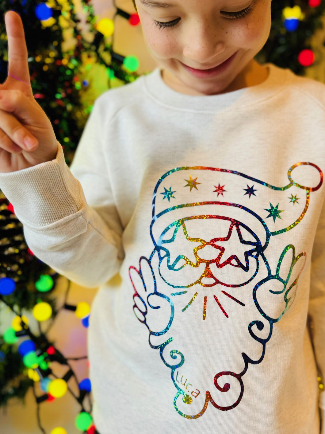 Kids - Peace Out Santa - Organic Christmas Sweatshirt - Personalisation available