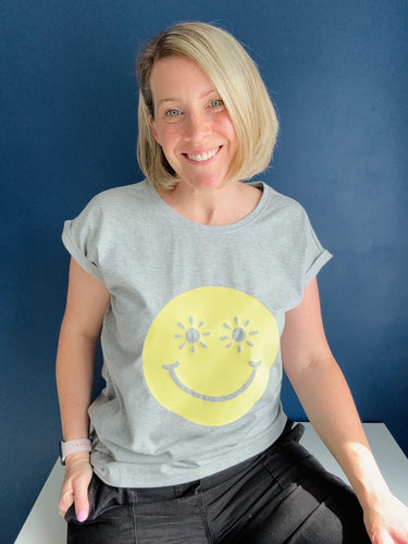 NEW - 'Sunny Smiley' - Women's T-Shirt with capped sleeves - Various colours