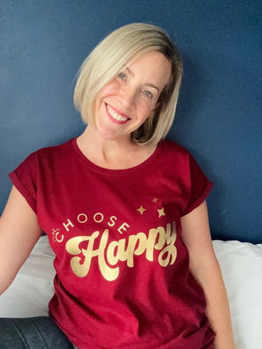 NEW - Just... Choose Happy - Women's T-Shirt with capped sleeves - Various colours