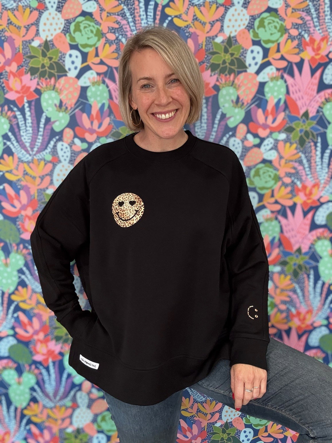 Women's Organic oversized sweatshirt - Small Smiley