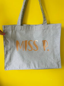 'Just... my stuff' XL Tote - GREY - with personalisation